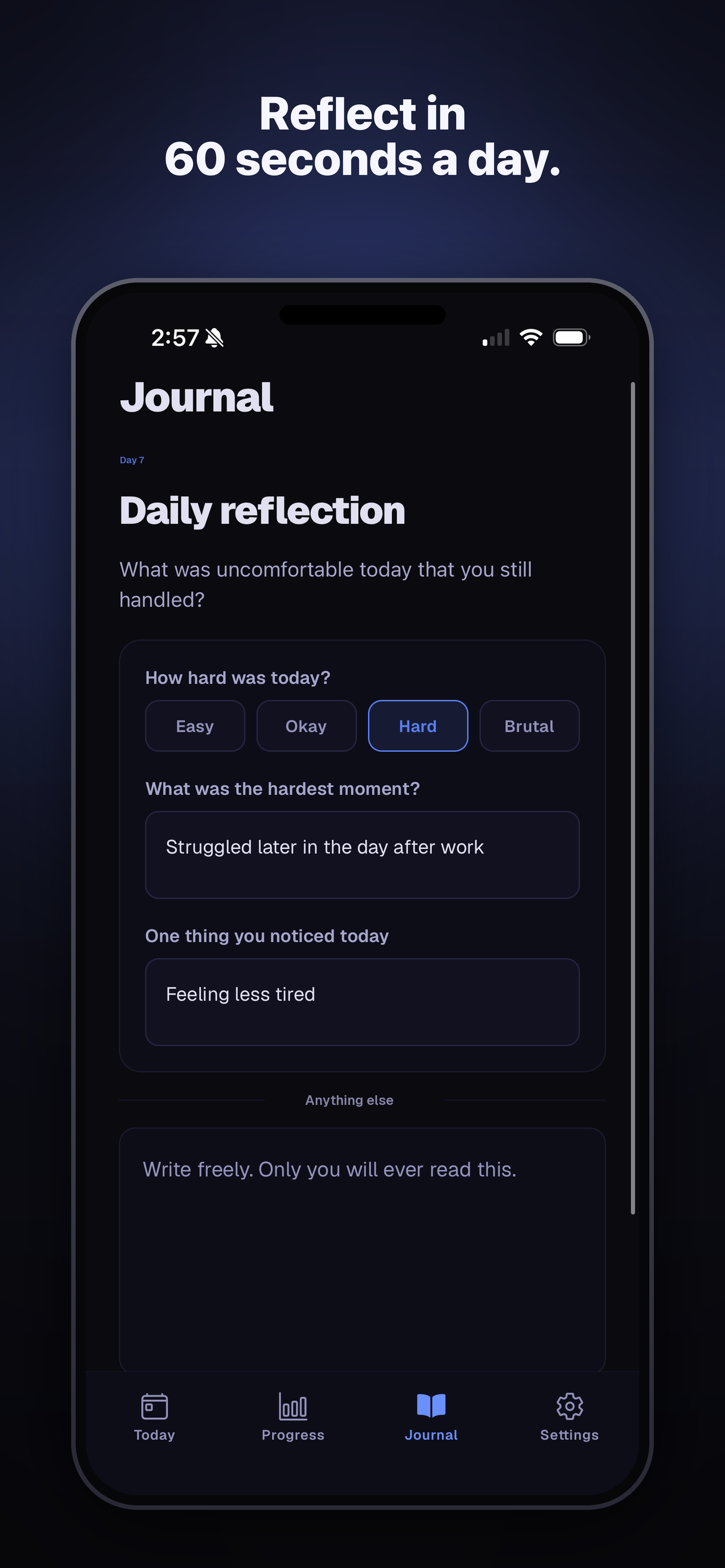 Daily reflection — a 60-second journal check-in